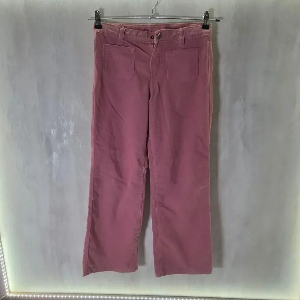 Gymboree Pants Girls 12 Pink Corduroy Khakis Zip Pockets Casual Straight Leg